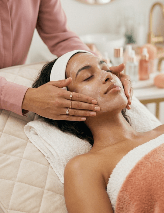 Woman receiving a luxury facial treatment